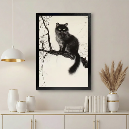 Black Cat Sketch - Living Room Bookshelf