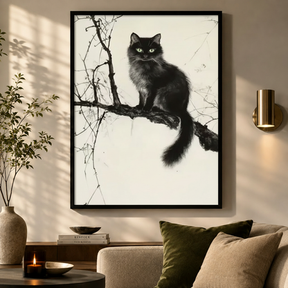 Black Cat Sketch - Living Room Wall