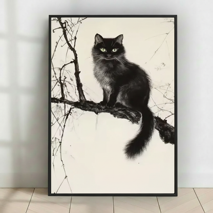 Black Cat Sketch - White Wall Lean