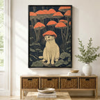 Mushroom Hat Cat Japanese Woodblock Canvas Art