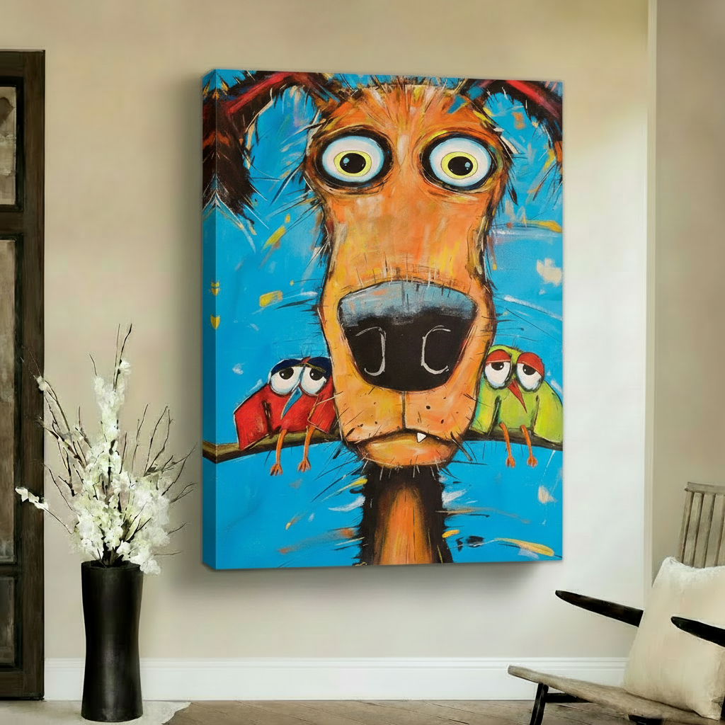 Colorful Dog Canvas Both Sides 3D Blue Wrap