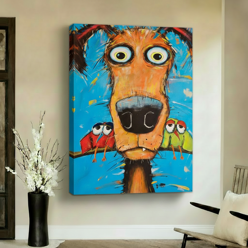 Colorful Dog Canvas Both Sides 3D Blue Wrap