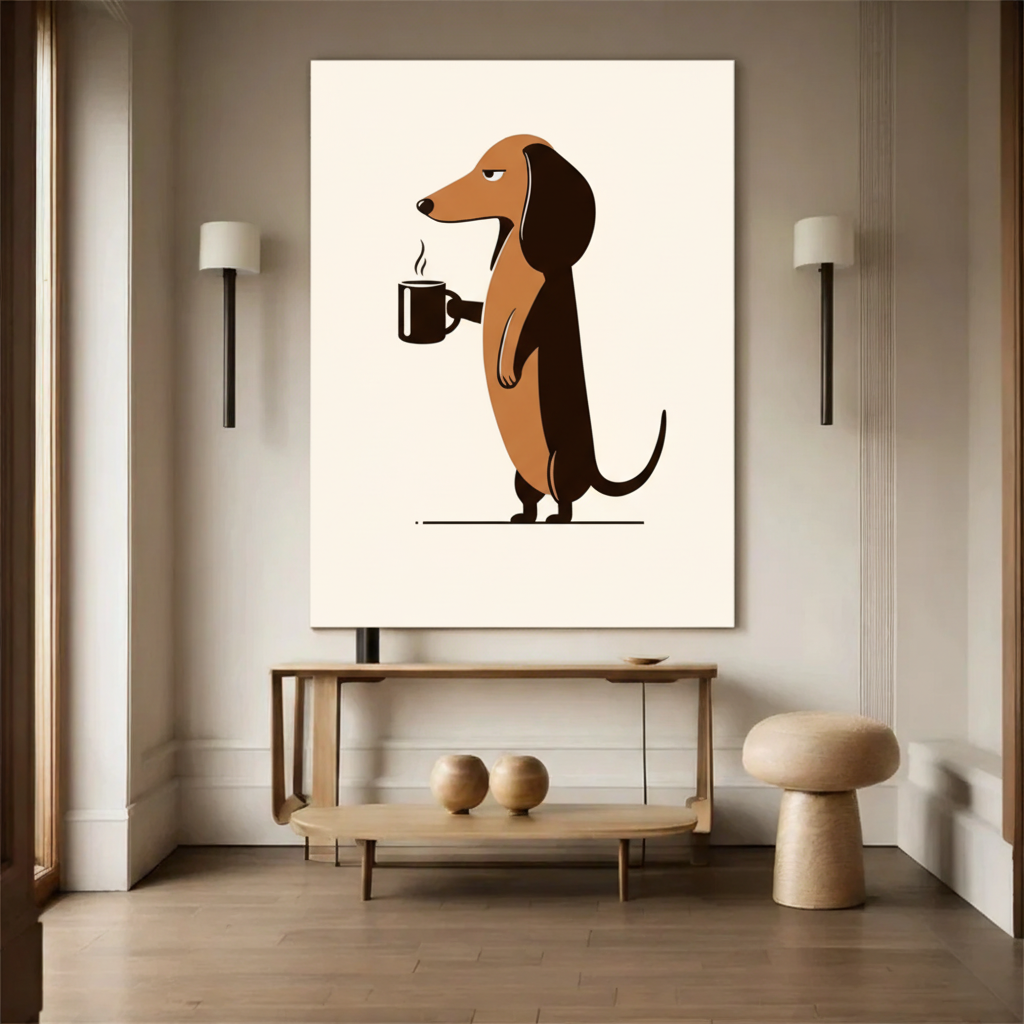 Dachshund Art in Luxury Entryway