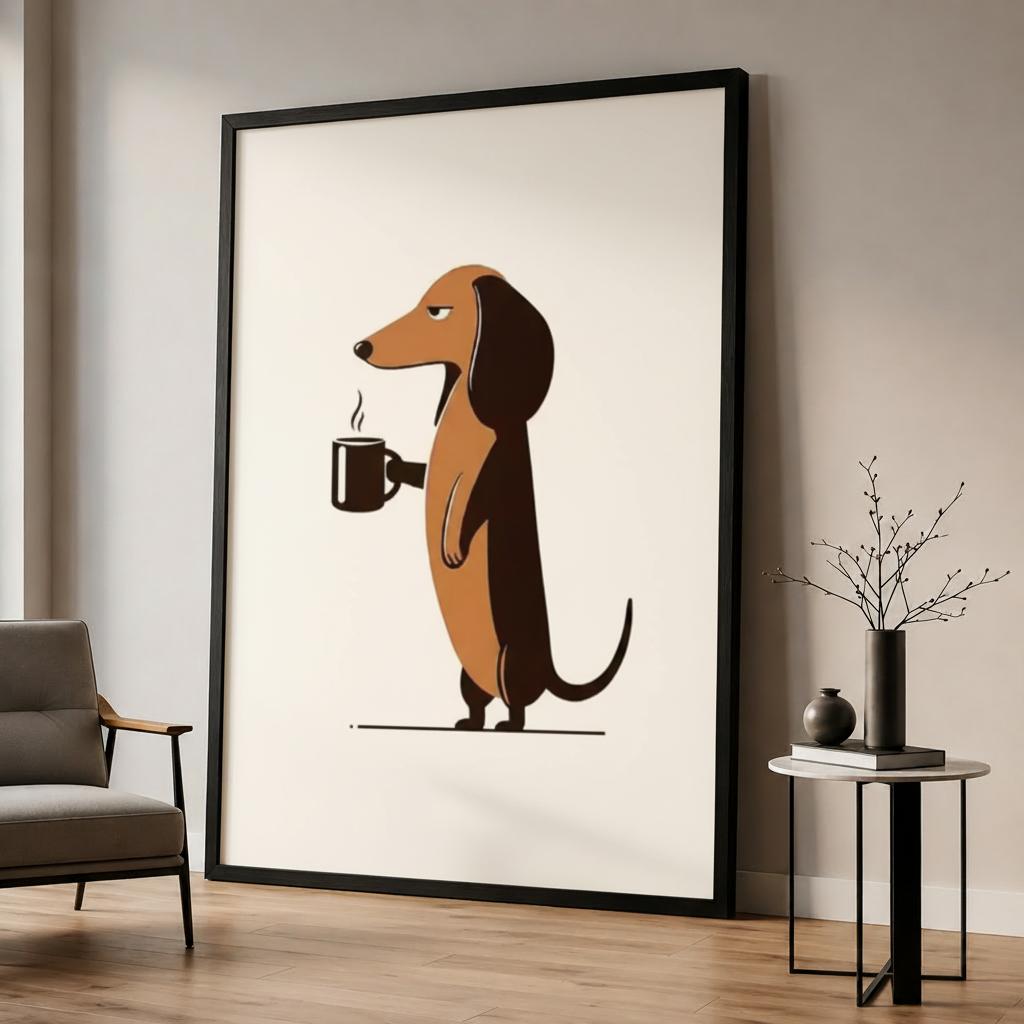 Dachshund Art Mockup in Black Frame