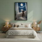 Dachshund Moonlit Bedroom Scene