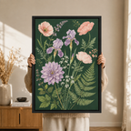 Dark Botanical Floral Garden Illustration Canvas Art