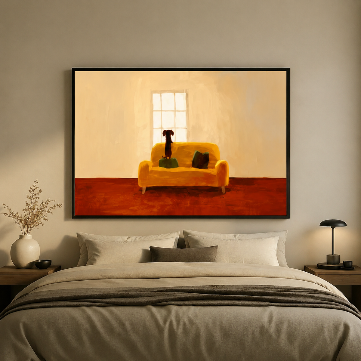 Dachshund Window Dreamer Canvas Wall Art