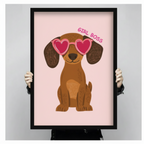 Girl Boss dachshund canvas print product display on white background — premium dog lover wall art ready to hang
