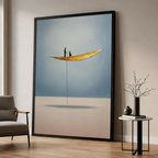 Golden Leaf Man & Cat – Living Room Leaning Frame Mockup