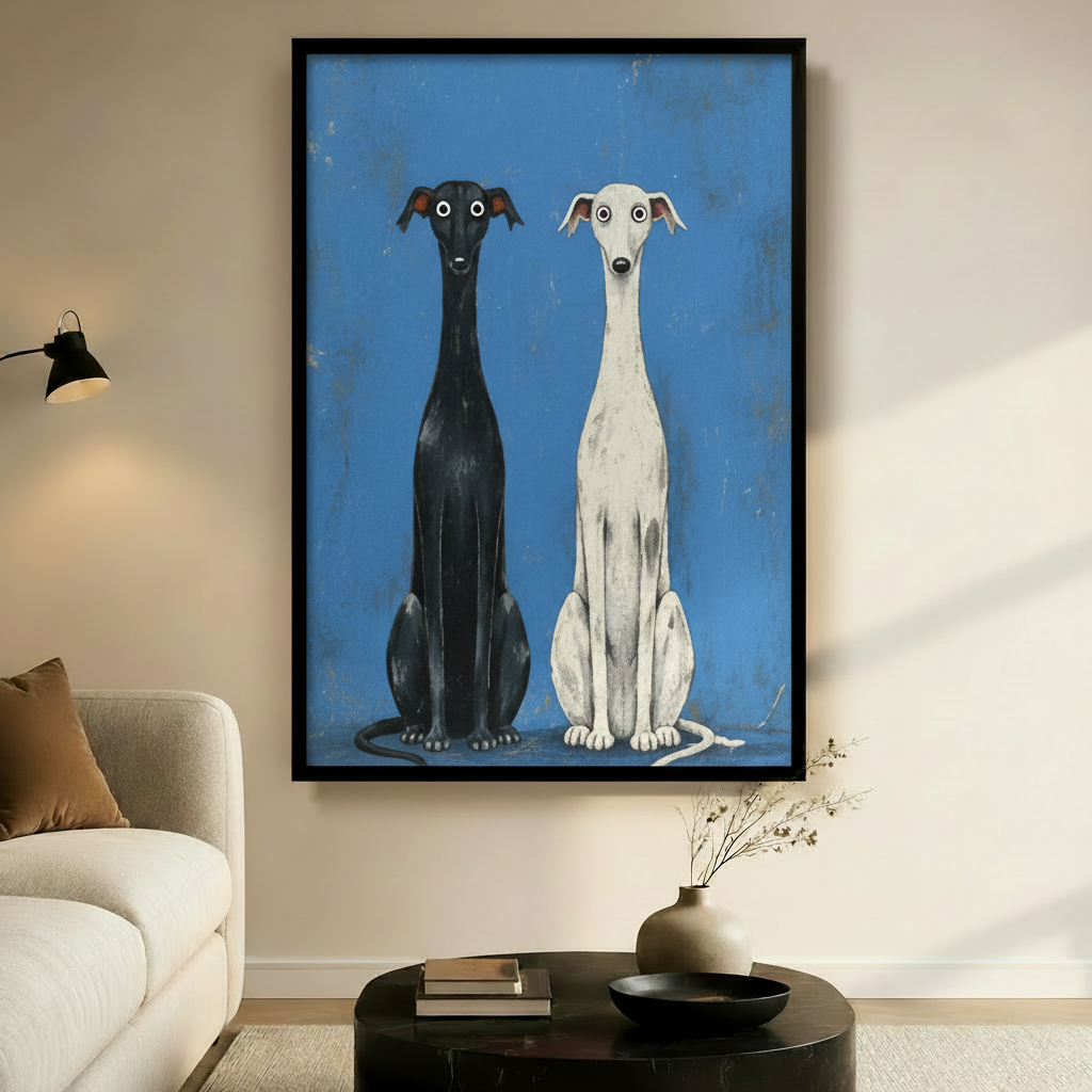 Greyhound Dogs in Witch Tea Party Scene