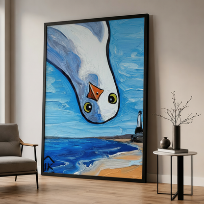 Diving Seagull Coastal Canvas Wall Art