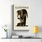Illustoria Magazine Dogs Issue Wall Art - Vintage Abstract Dachshund Canvas Print|W1378