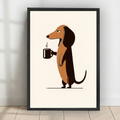 Grumpy Dachshund Coffee – Minimalist Dog Wall Art-t007
