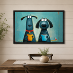 Coffee Dogs Whimsical Canvas Wall Art