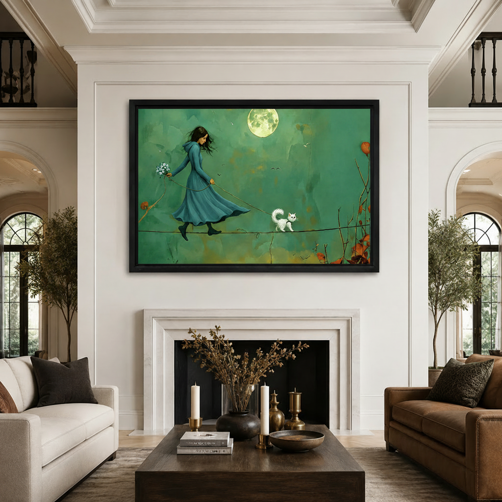 Moonlit Walk – Grand Fireplace Living Room Mockup