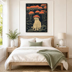 Mushroom Hat Cat Japanese Woodblock Canvas Art
