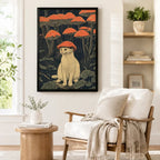 Mushroom Hat Cat Japanese Woodblock Canvas Art