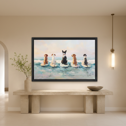 Surfing Dogs – Entryway Square Black Frame Mockup