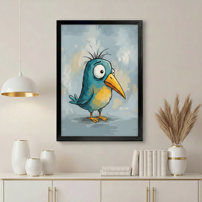 Teal Bird Above Credenza