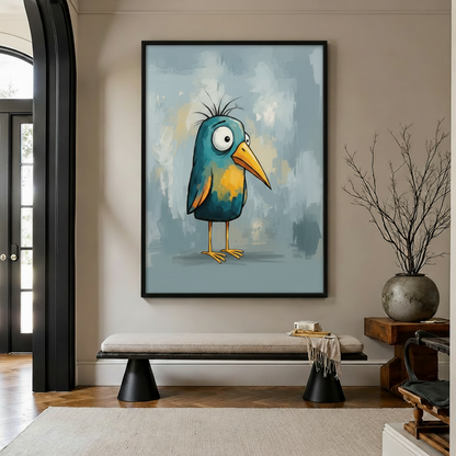 Teal Bird in Entryway Frame