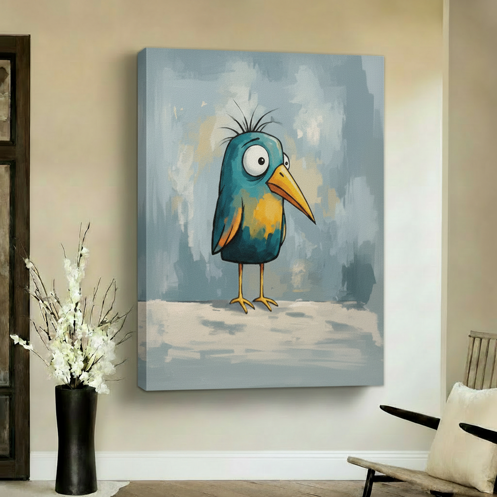Teal Bird Mockup on Wall
