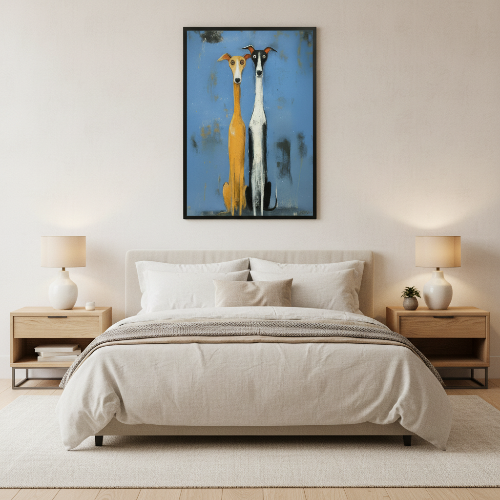 Two Greyhounds Bedroom Scene